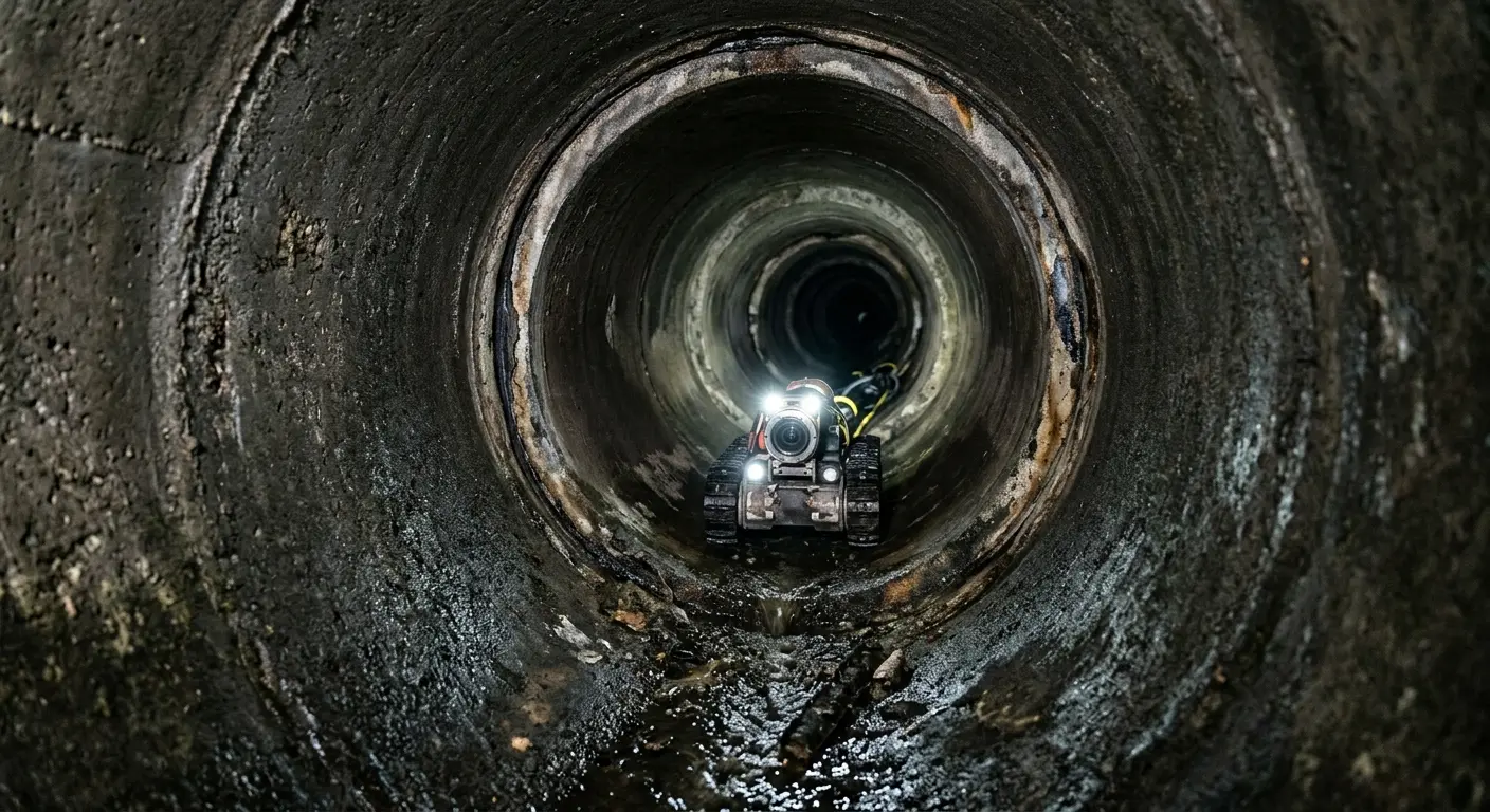 Robotic sewer camera inspecting pipe interior for Drain Snake Service in Sun Lakes